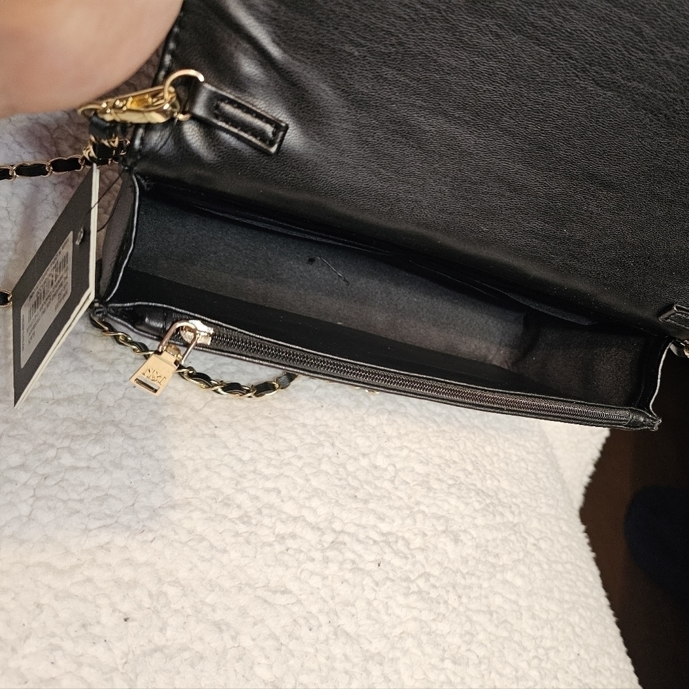 Badgley Mischka Black Quilted Chain Crossbody Bag with Gold Hardware - Picture 2 of 6